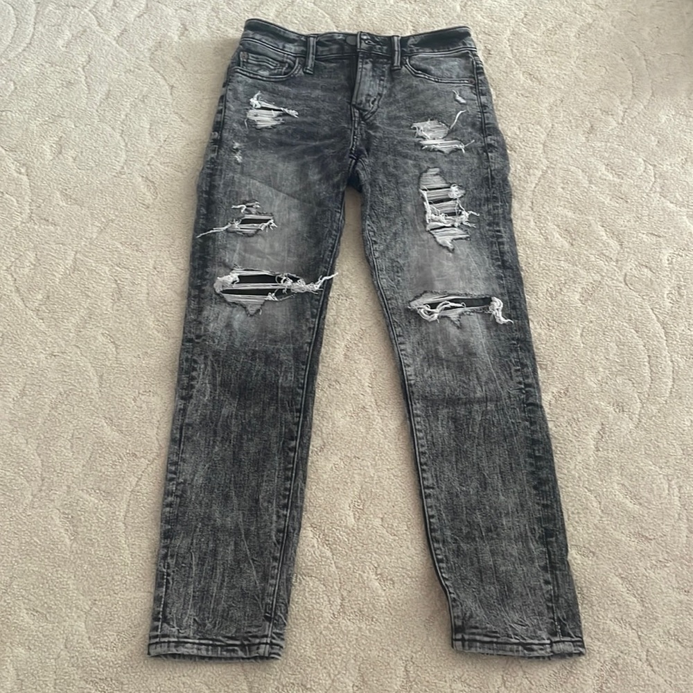 American Eagle Acid Wash Ripped Black Jeans